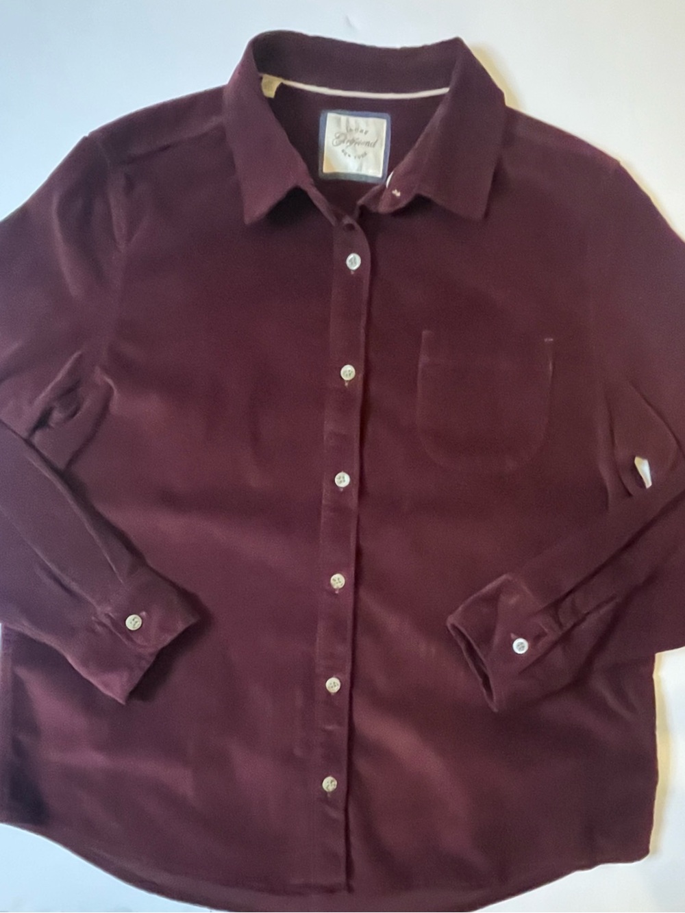 Jachs Girlfriend Burgundy Stretch Corduroy Button-Up Shirt Medium